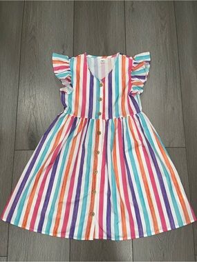 SHEIN Multi-Color Vertical Stripe Button Dress